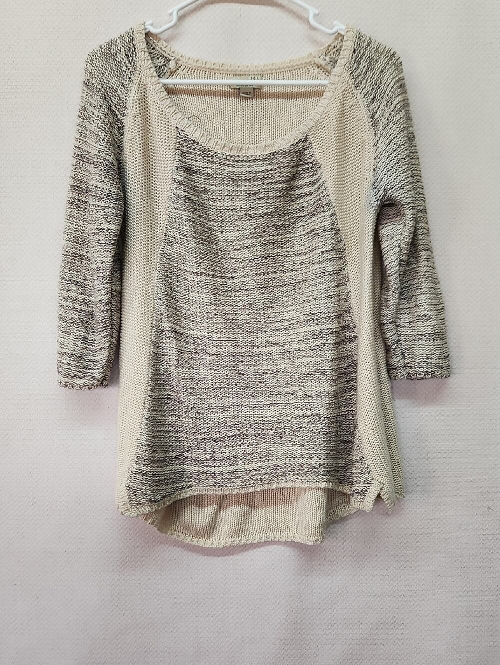 Women’s Two-Tone Scoop Neck Knit Sweater - Cream & Gray